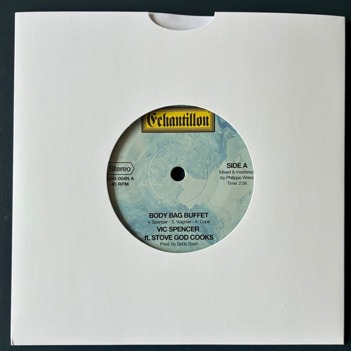 ECHANTILLON004 - Vic Spencer - Side A "Body Bag Buffet" feat. Stove God Cooks - Side B "Patience is a Curfew"